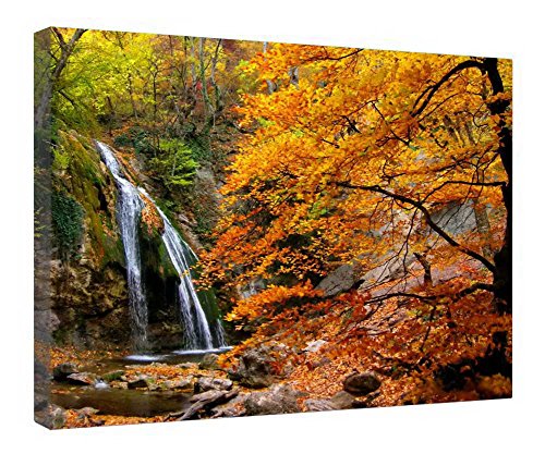 Toile cascade de forêt avec cadre pour un salon zen et une décoration de bureau apaisante
