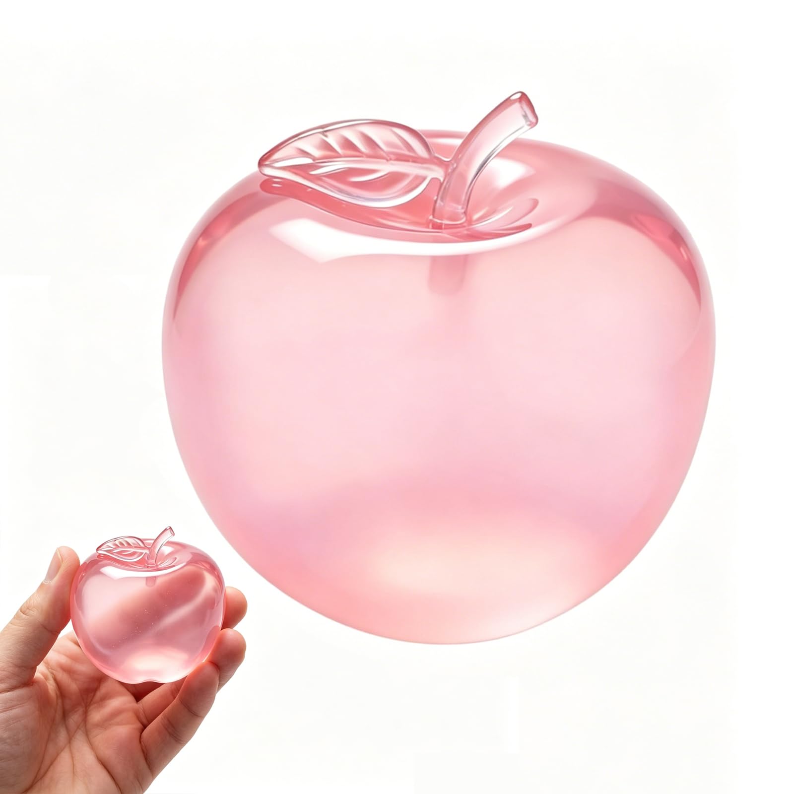 Apple Squishy, Clear Squishy Apple Fidget, Soft Sensory Desk Toy for Kids & Adults, Realistic Fruit Stress Balls for Anxiety Relief, Fruit Stress Ball Novelty Gift (pink)