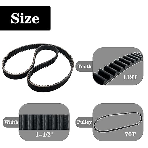 Miniatura 4 de 40024-97 Correa de transmisión trasera 139T 1-12 pulgadas para Harley Davidson FLHT FLHT FLHR FLTR Electra Glide Road Glide Road King 1997-2003