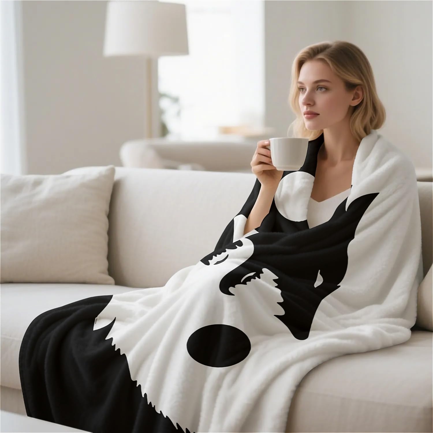Yin Yang Wolf Fleece Throw Blanket 50 x 60 inches for Couch Sofa Bed,Super Soft Cozy Plush Microfiber Flannel Blanket Lightweight for Women, Men and Kids