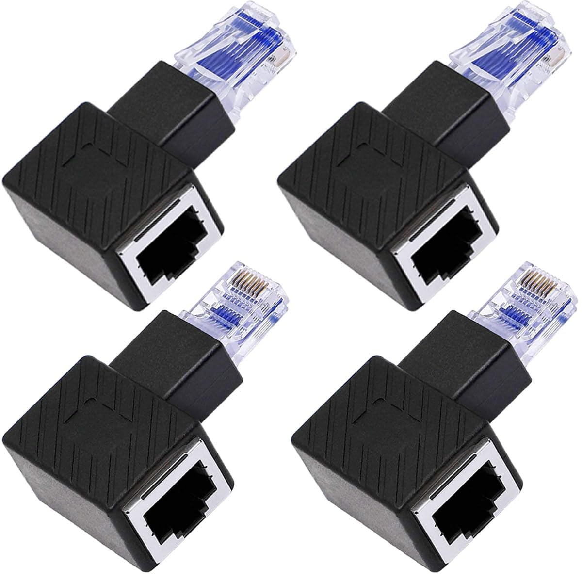 Pack of 4 Ethernet Adapter, 90° RJ45 Male to Female Extension Connector, CAT6 LAN Network Extender for Printers, Computers, Laptops & Routers (2 Left Angle + 2 Right Angle)-image-16