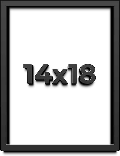 Marco de caja de sombra de 14 x 18 pulgadas, color negro, marco de exhibición de madera maciza de 1 pulgada de profundidad, plexiglás acrílico
