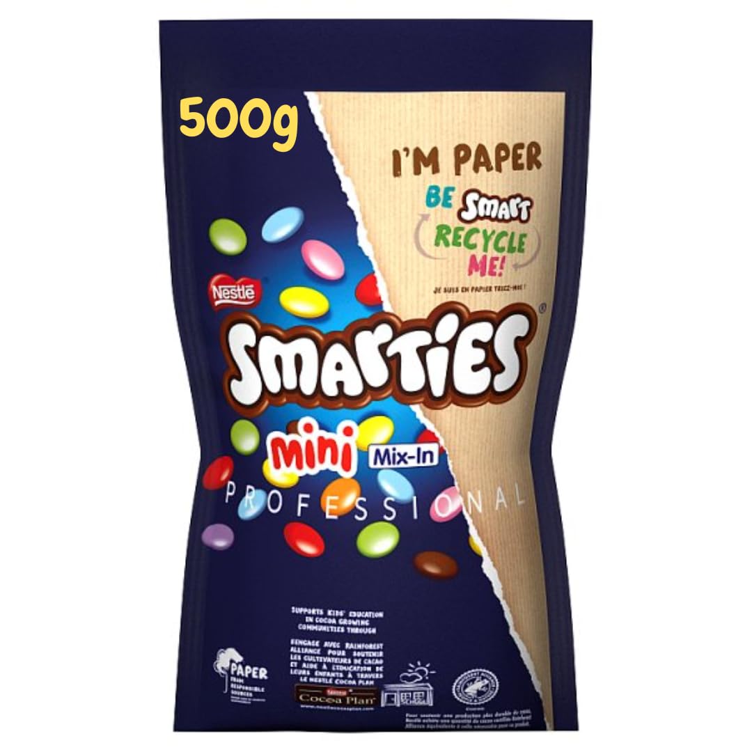 Smarty Mini Mix-In 500g - Chocolate beans for Decorating and Baking, ice cream, milkshakes, hot chocolate, cakes, waffles and cupcakes mix