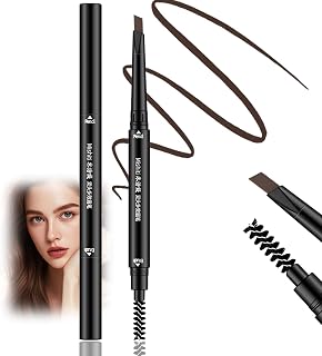 Professional Brow Pencil with Creamy Pomade Texture - Ultra-Fine Precision Tip for Natural Look, Dual-Ended Blending Brush for Soft Fluffy Finish, Waterproof Long Lasting (Rich Mocha)