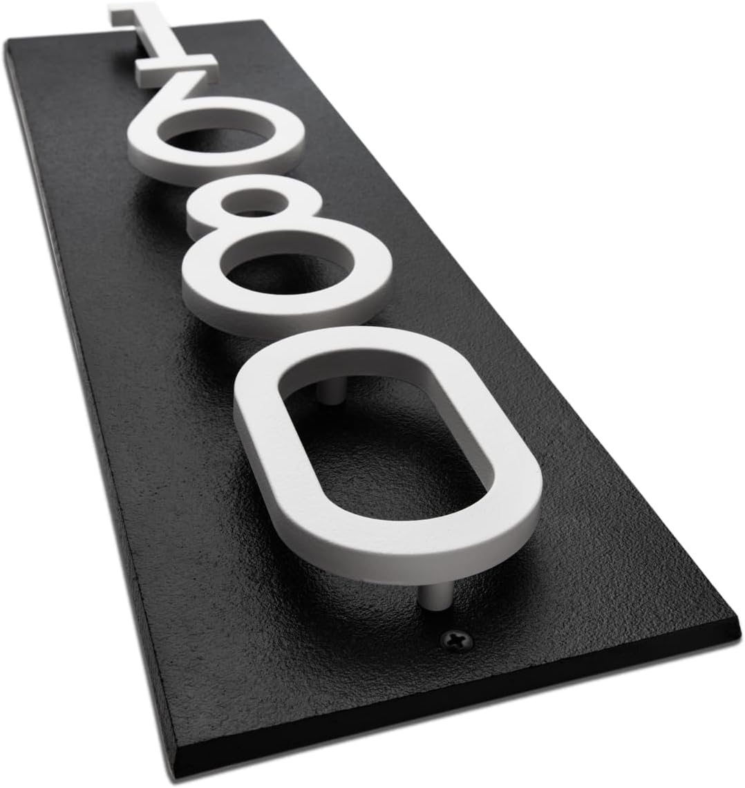 Whitehall Modern Floating 4.5 Inch Numbers Vertical Address Sign Wall Plaque - Personalized custom wall sign for your home. Exterior outdoor wall mounted. 2 background Colors and 4 Number Colors available for your house- Simple Installation