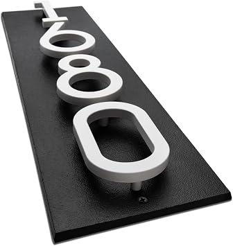 Whitehall Modern Floating 4.5 Inch Numbers Vertical Address Sign Wall Plaque - Personalized custom wall sign for your home. Exterior outdoor wall mounted. 2 background Colors and 4 Number Colors available for your house- Simple Installation