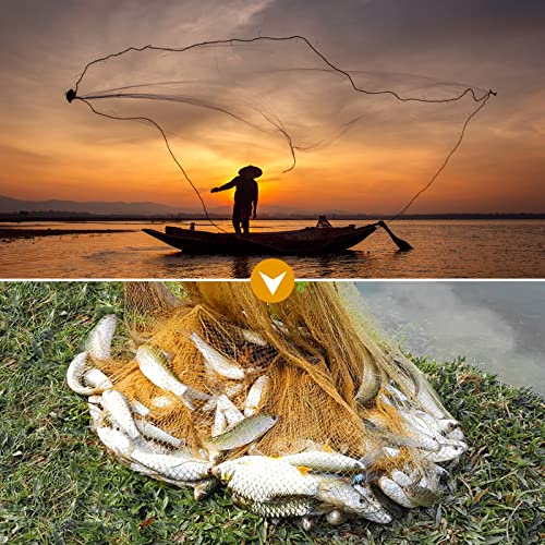 Licykz Nylon Cast Net Suit To Saltwater And Freshwater, Durable Cast Nets For Fishing Easy To Throw, Pure Lead Bait Fish Trap Easy To Arrange. Tarrayas De Pesca 7/8 Inches Full Mash 4Ft Radius (4 Ft) #TOP4