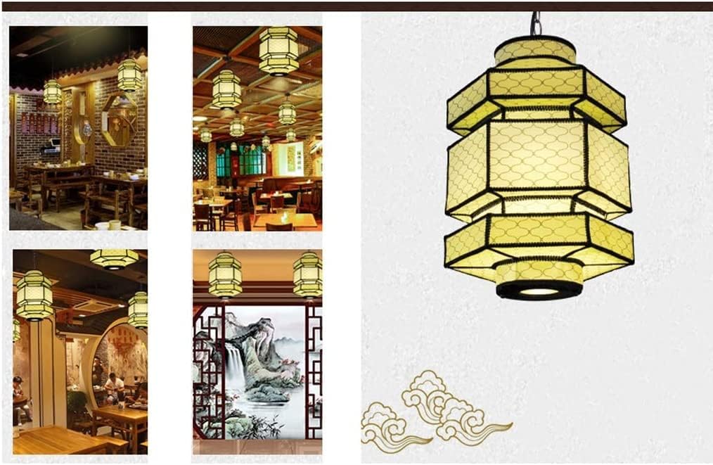 LIOONS Chinese Lanterns Chinese Chandelier Bottom with Spotlight PVC Shade Indoor Lighting Paper Lantern Lamp Hanging Lantern