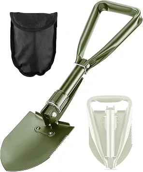 Folding Camping Shovel, 18.5" Lightweight High Carbon Steel Tool