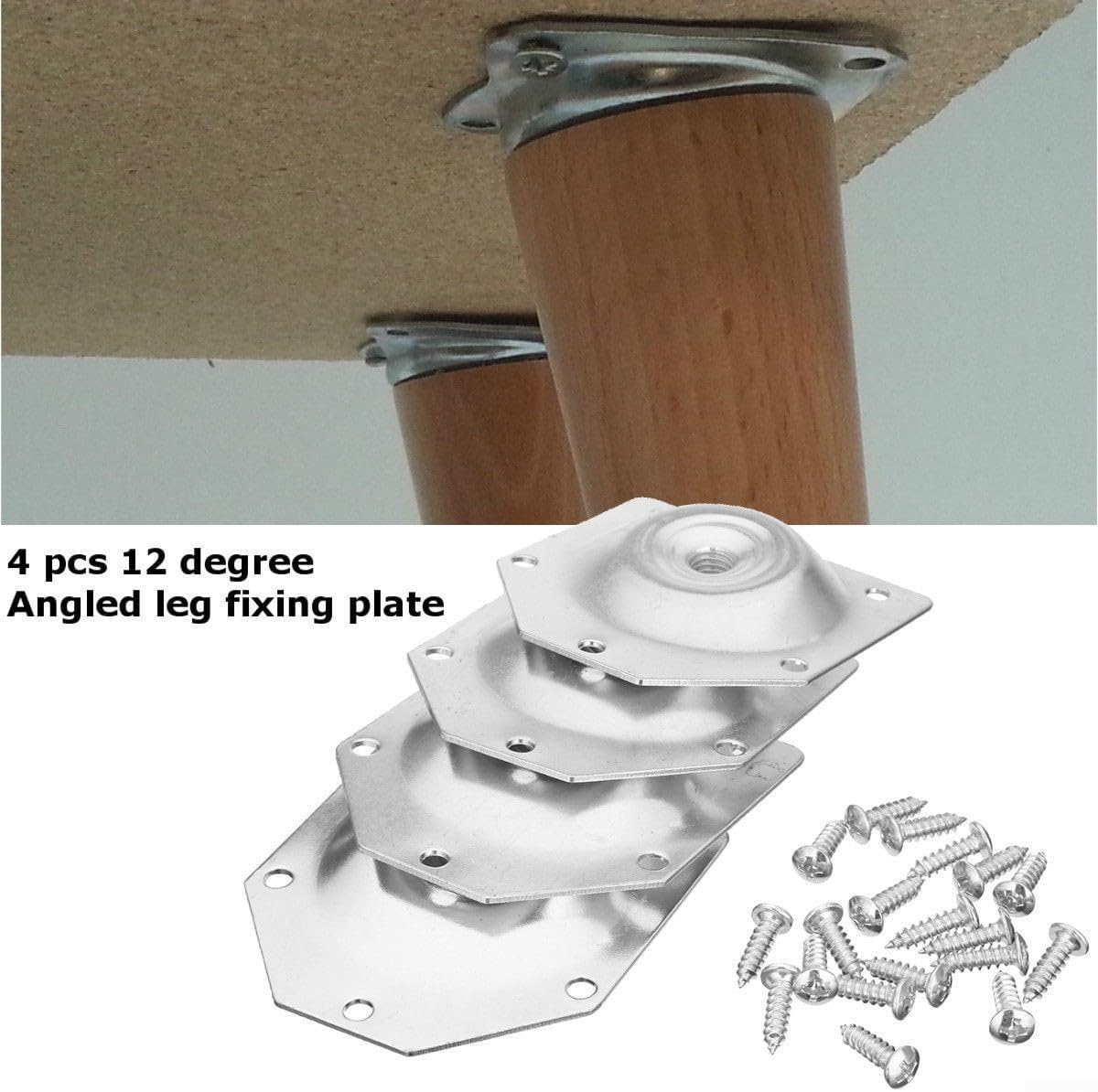 Angled Furniture Leg Bracket Galvanized Iron Corner for 3-4cm Wooden Legs Nordic Table Chair Bedside Cabinet DIY Assembly Kit White 4 Pack