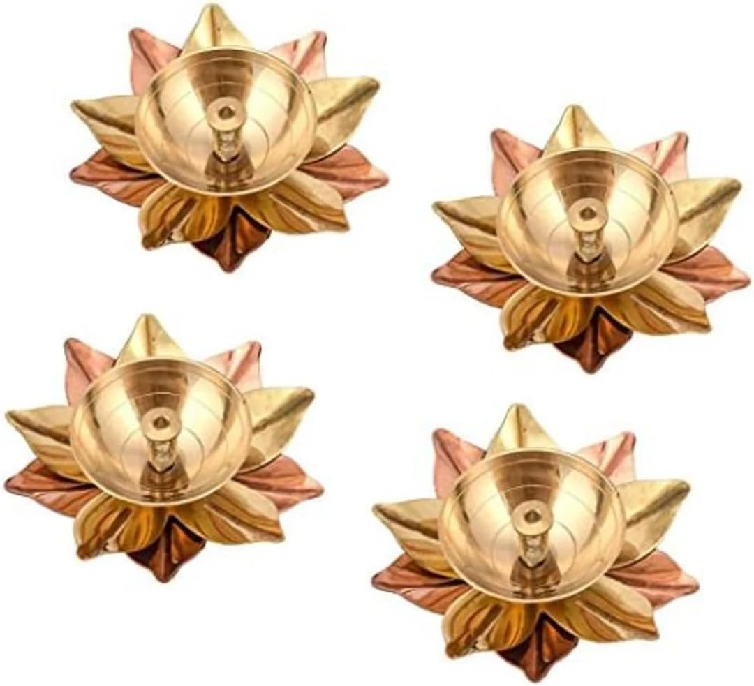 Brass Diyas, Pooja Accessories, Lotus Diyas, Home Decor, Decorative Diyas, Deepak for Temple (3 X 3 X 1.5 Inch), Christmas Gifts,Diwali Gift (15)