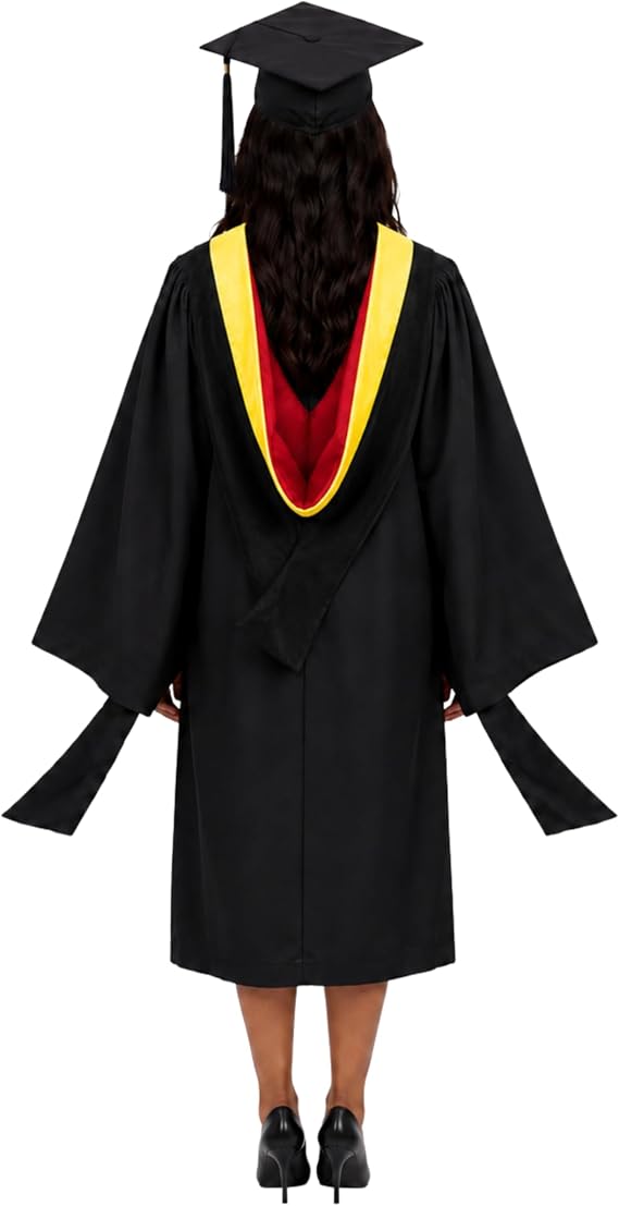 Master Graduation Cap and Gown, Hood, and Tassel (Complete Regalia Set) | Graduate Robe, Master Hood, and Tassel