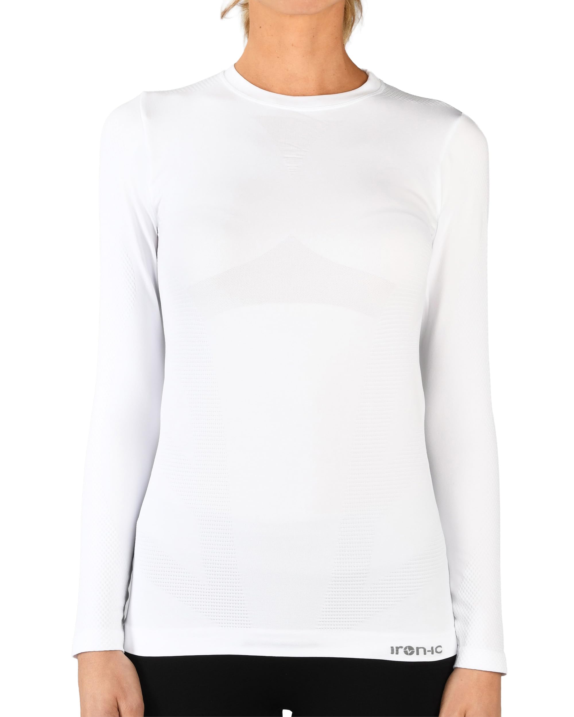Iron ic - T-Shirt Femme Manches Longues Seamless Thermique et Respirante - Coupe Slim Performance - Art. 212531 (Blanc, M/L)