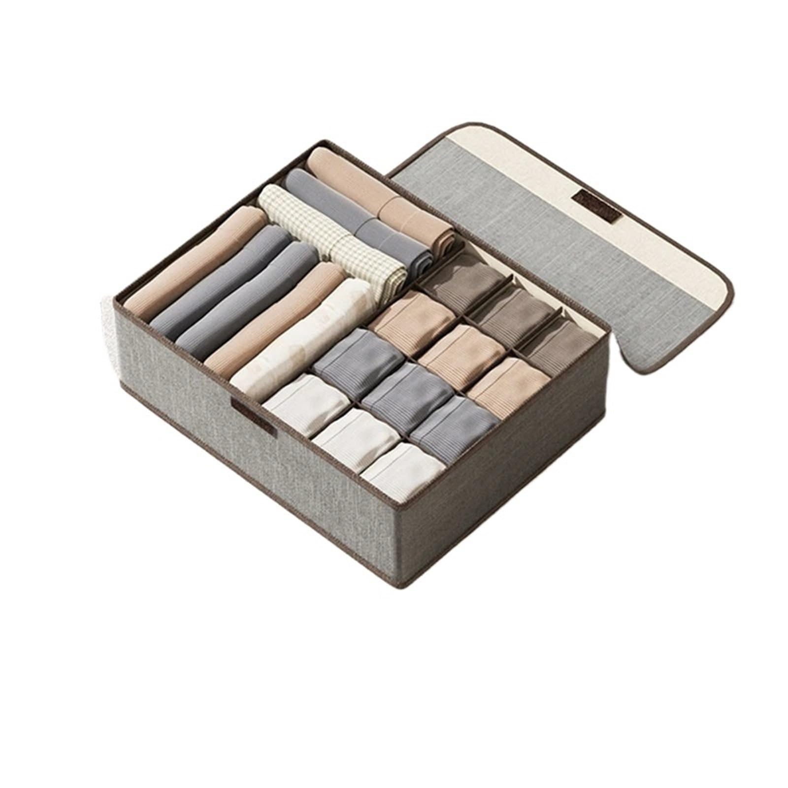 LuoAXINN Underwear Organizer Underwear Storage Box With Lid Dustproof Socks Bra Drawer Clothes Organizer Bag Household Wardrobe(Grey 13 grids)