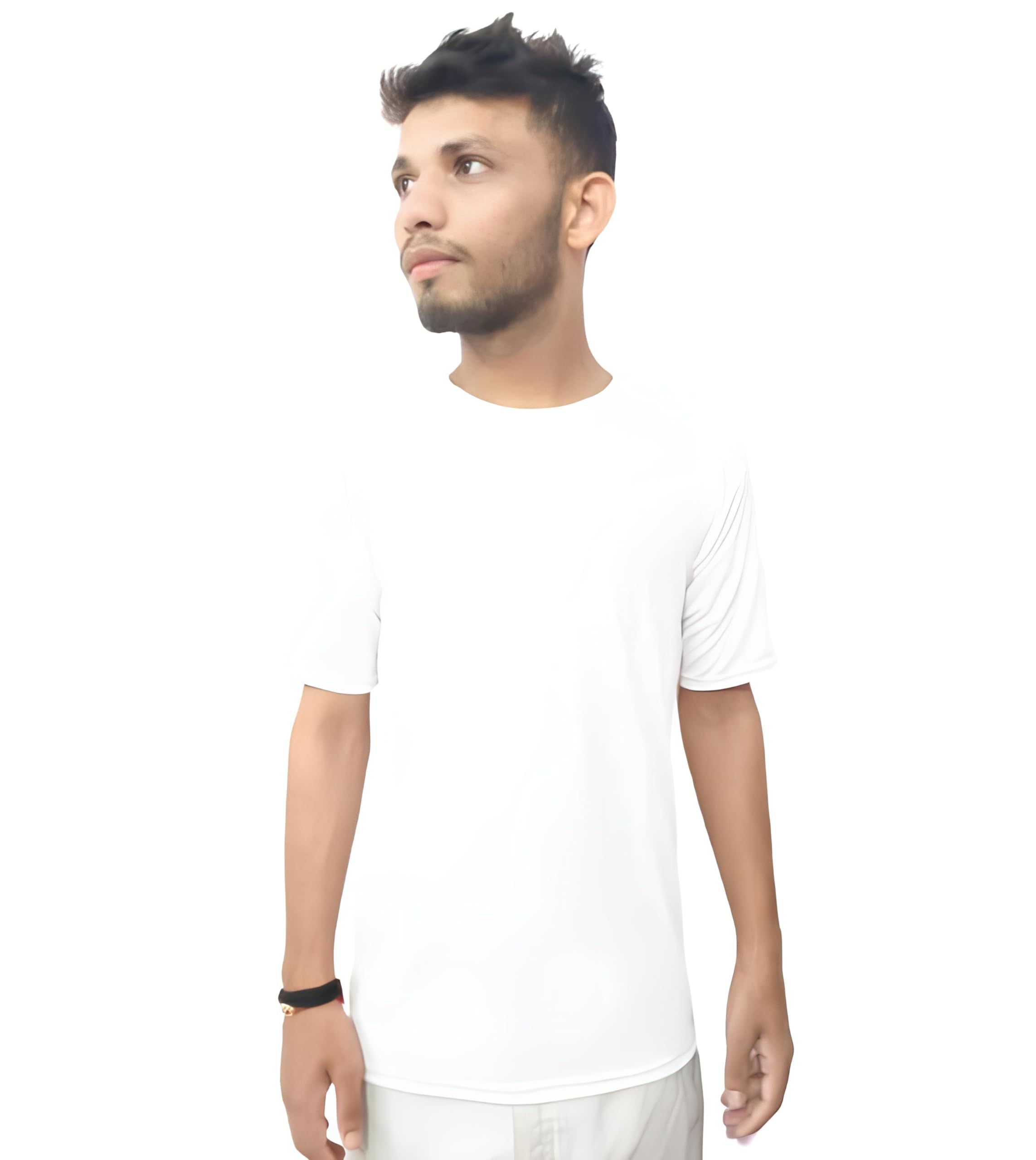 GenericOBSIDIUN™ Solid Men's Plain White Round Neck Half Sleeves Soft & Durable for Boys and Man Casual T-Shirt