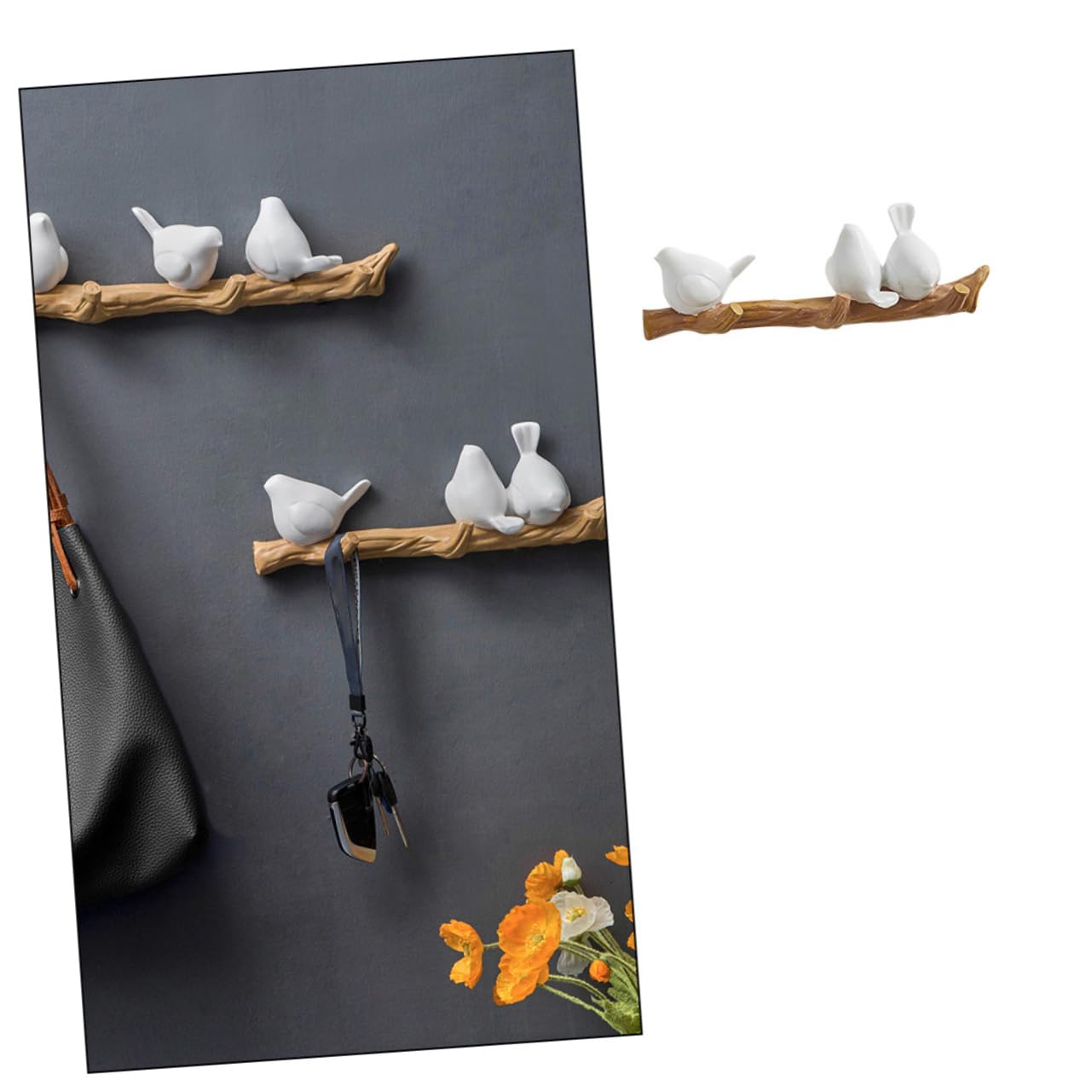 Gancio Decorativo Animale in Resina da Parete Bianco