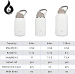 BJPKPK Une Gallon(128oz) Bouteille d'eau isolée, lave-vaisselle en acier inoxydable sans danger BPA Thermo libre avec couvercle de purge & Poignée, Grande bouteille d'eau, Blanc laiteux