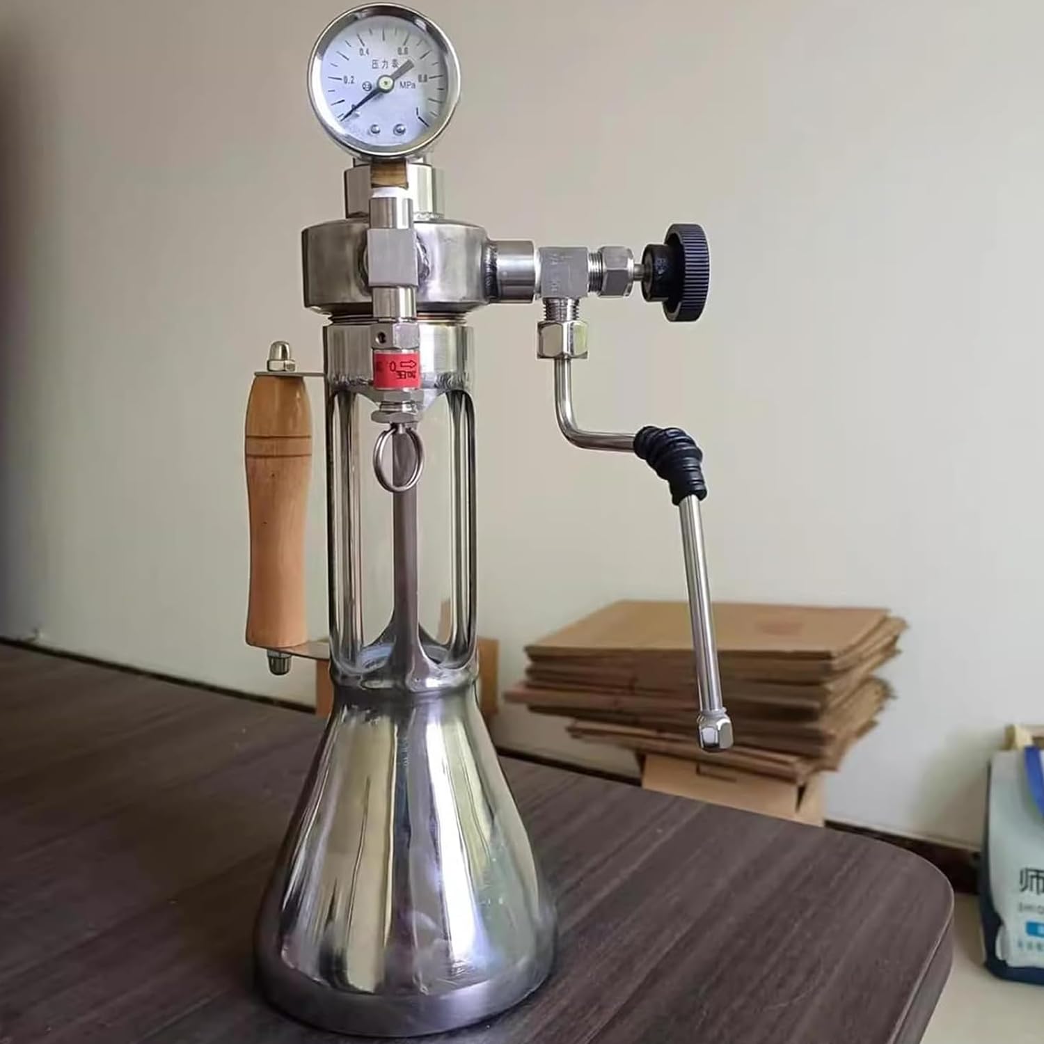 Montalatte e vaporizzatore per latte, cappuccino e cioccolata calda, capacità 350 ml, adatto per fiamme libere e riscaldamento a induzione, con manometro