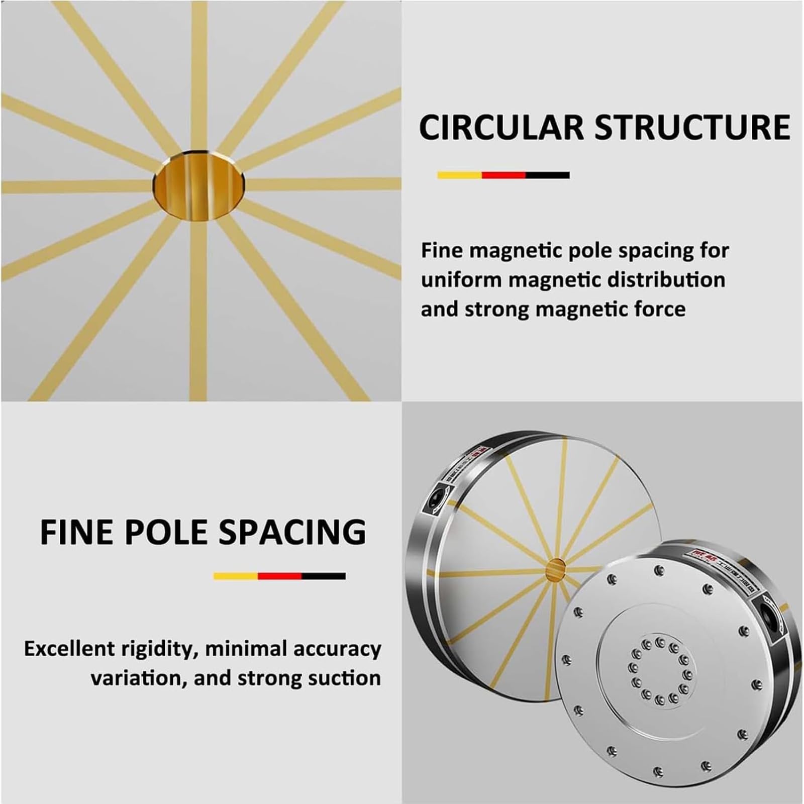 Trwały uchwyt magnetyczny, mocny zacisk magnetyczny z przełącznikiem mechanicznym, siła trzymania 160 N/cm², nie wymaga zasilania, idealny do frezarek i strugarek