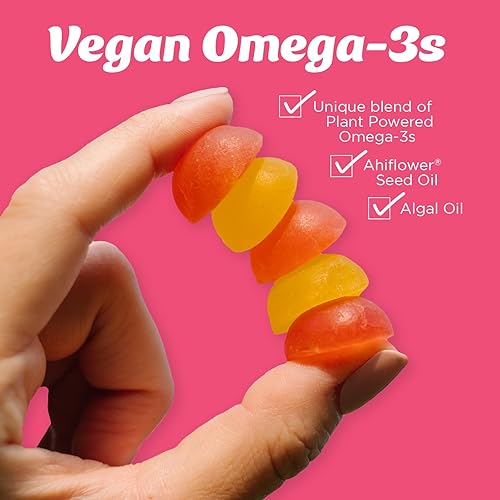 Miniatura 4 de Wiley's Finest Gomitas veganas omega-3 sin gluten, con aceite de algas y aceite de semilla Ahiflower, sabor a sandía, 60 unidades