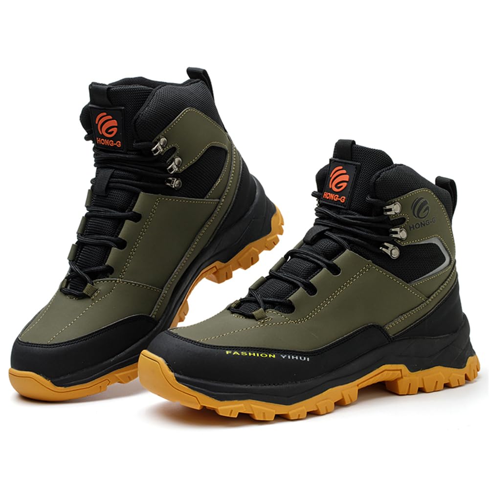 Zapatos de seguridad para hombre y mujer, S3, ligeros, impermeables, altos, antideslizantes, botas de seguridad con puntera de acero