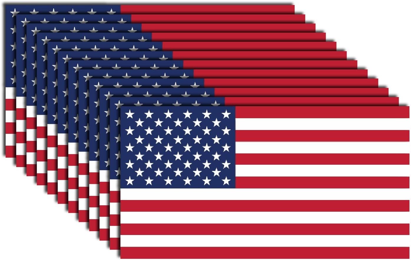 | American Flag Hard Hat Stickers (12 Pcs) Size 2" by 1"- Strong Adhesive, Waterproof - Perfect American Flag Stickers for Helmets, Laptops etc