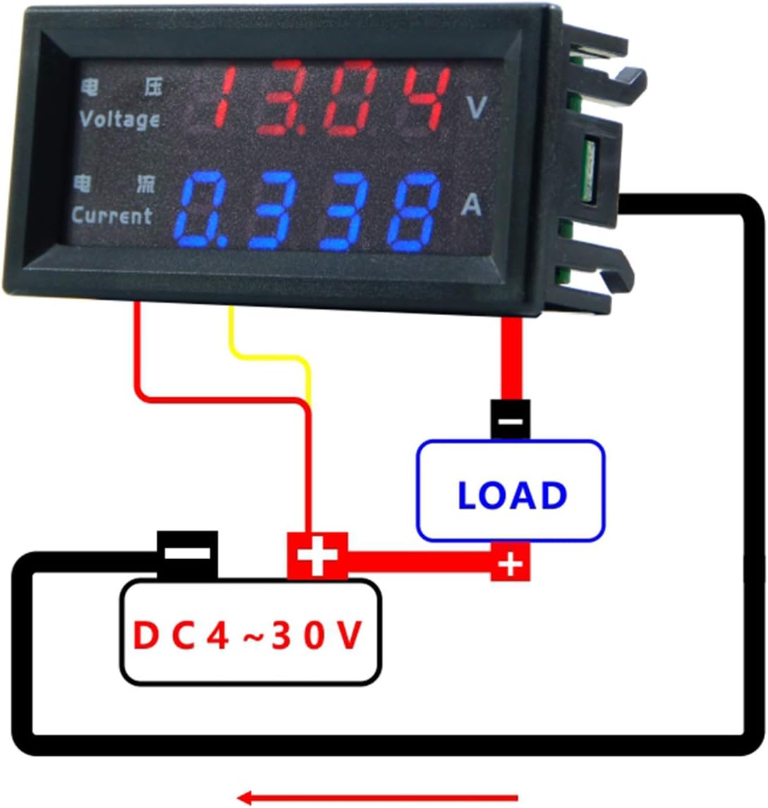 Dc 100V 200V 10A Voltmeter Ammeter, 4 Digits Dual Led Digital Display, High Precision Amps Volts Merter Panel Gauge