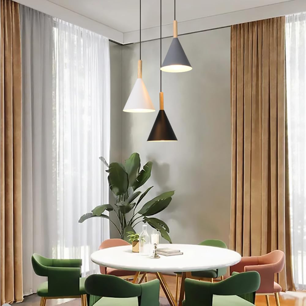 Lámpara Colgante de Comedor, Lámpara Colgante Nórdicaaron, Accesorios de Iluminación E27, Lámpara Colgante Cónica de Metal, Lámparas Colgantes Decorativas para Isla de Cocina, Luces Colgante