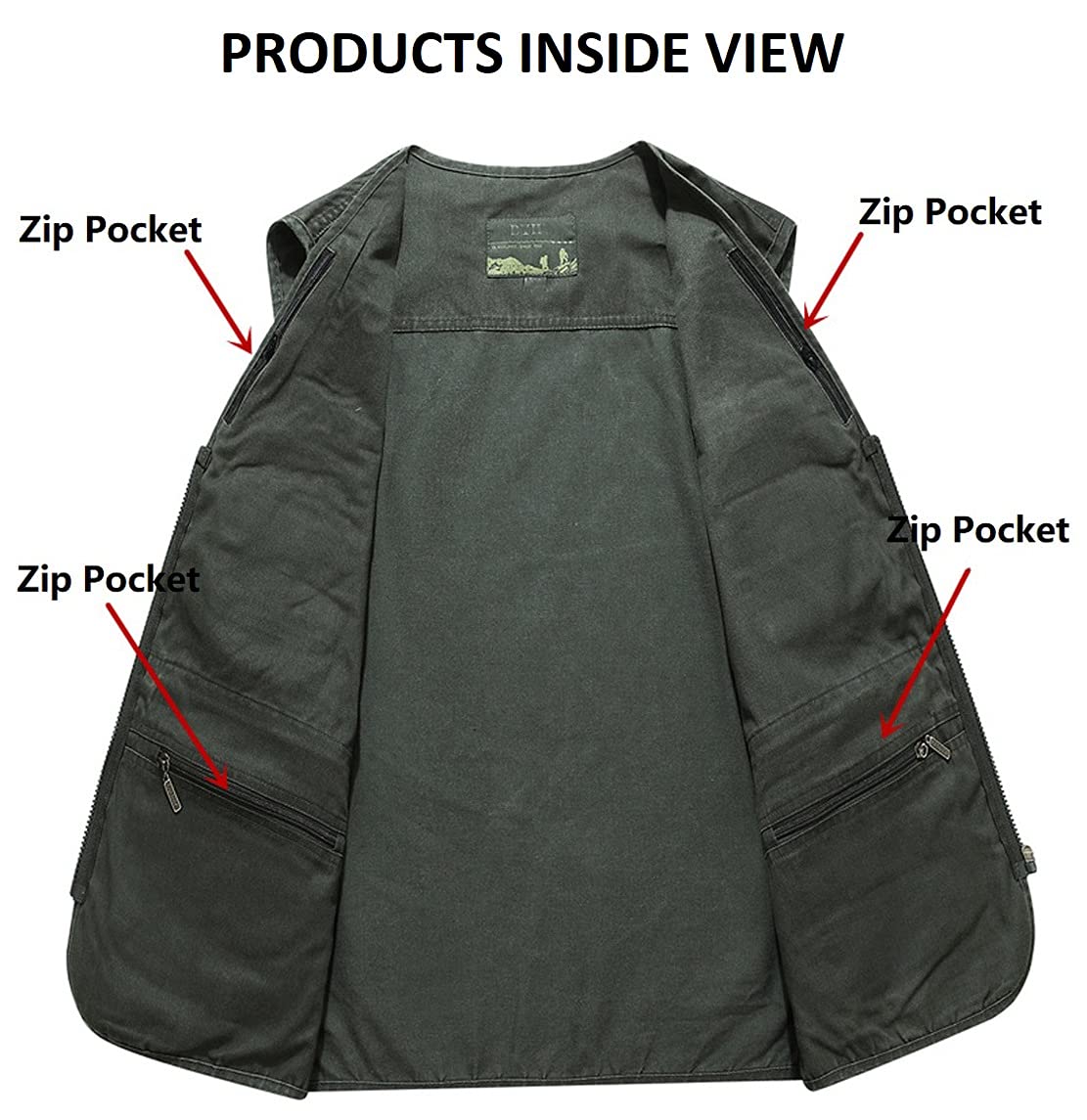 Homme Gilet de Plein air,Durable Coton Veste sans Manches Multipoches pour Hommes, Hommes Respirant Plein Air Chasse Camping Gilets Classique Veste de Sport pour Voyage,Photographie,Pêche
