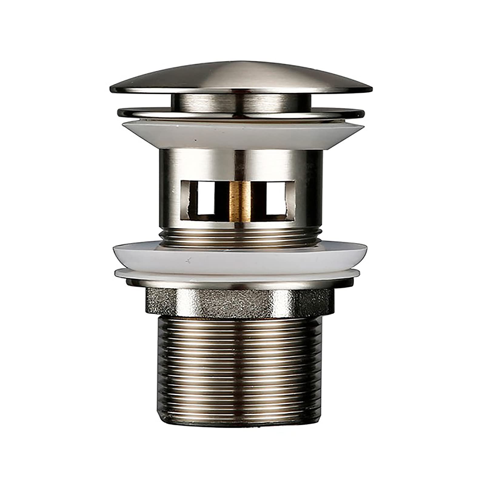 Pop-up Bonde de Lavabo avec Trop Plein Laiton Clic-clac Bonde de Vidage Lavabo Anti-Corrosion Nickel Brossé Bonde D'écoulement pour Evier ou Lavabo Ecoulement de Lavabo
