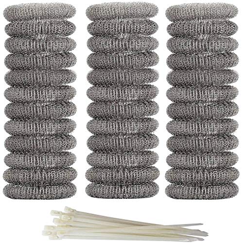 MANSHU 48 Pieces Galvanized Iron Washing Machine Lint Traps Snare Laundry Mesh Washer Hose Filter with 48 Pieces Cable Ties.
