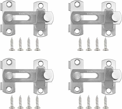 Pestillo de puerta plegable doble de acero inoxidable, pestillo francés con tornillos, tipo plano giratorio de 180, para puertas de granero, 4 uds