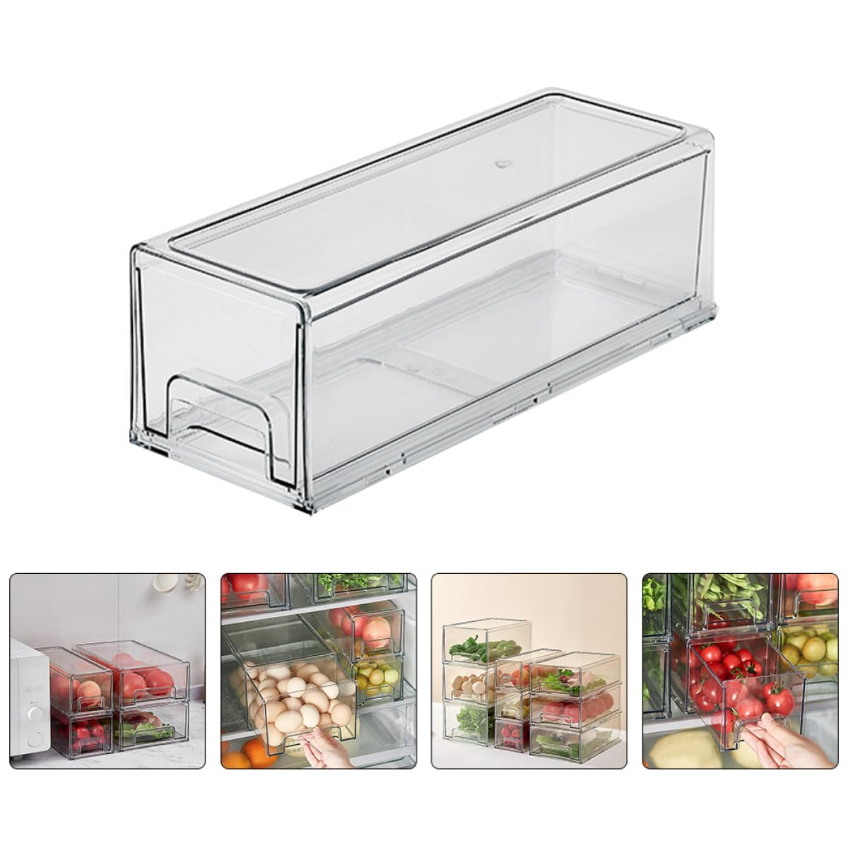 Caja Organizadora Pet para Refrigerador de Gran Capacidad Fácil de Limpiar, Adecuado para Almacenamiento Ordenado de Frutas y en Nevera o Despensa