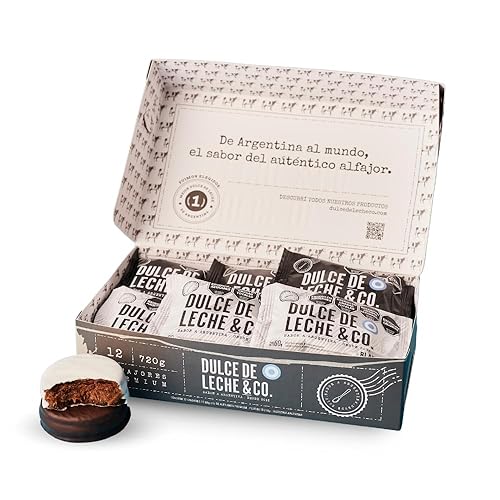 Alfajores Premium DDL&CO Box X 12 unidades (Mezclado) 8 Chocolate Negro y 4 Blanco - Hecho en Argentina (3 Paquetes)