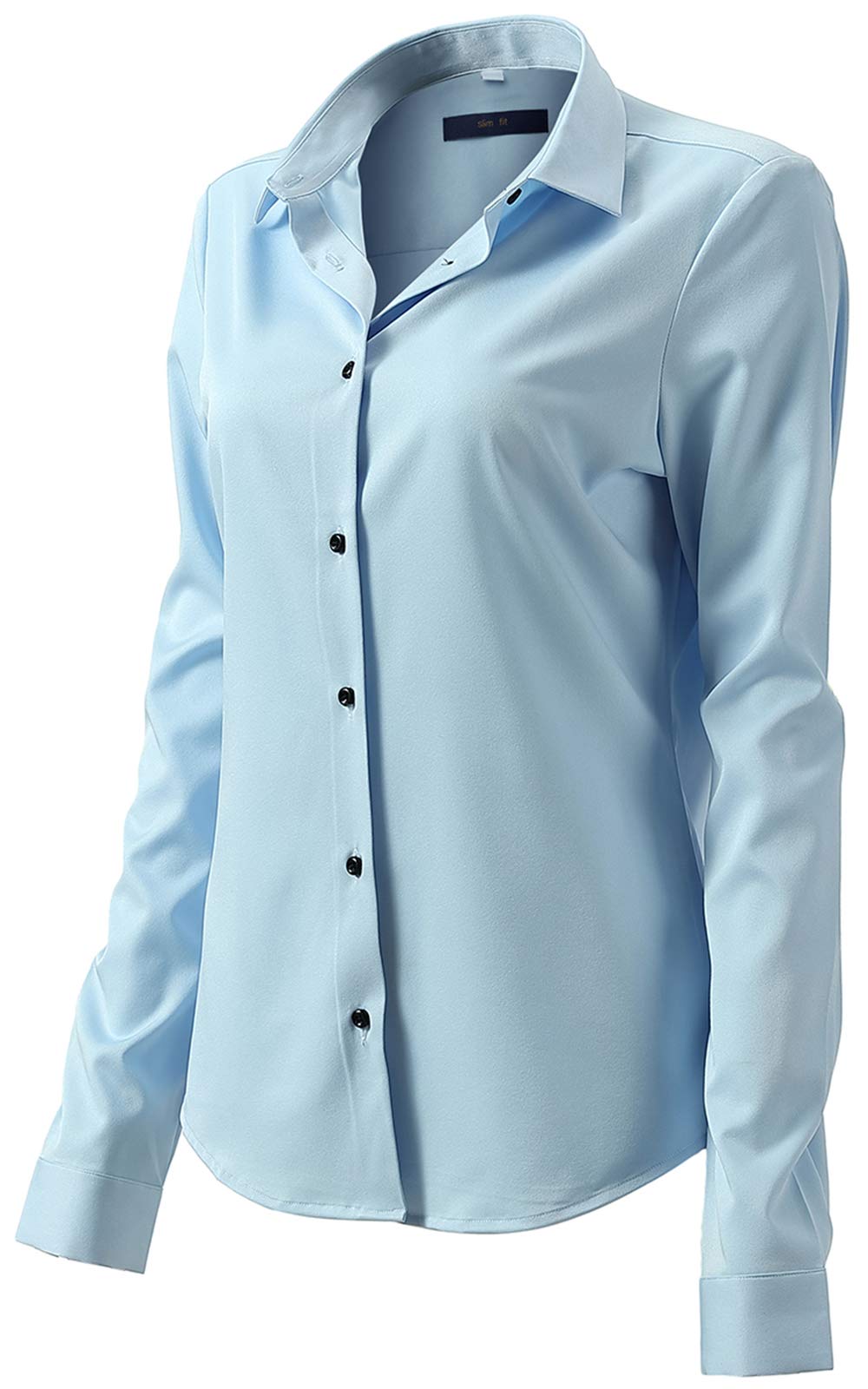 FLY HAWK Koszula damska bluzka basic włókno bambusowe koszula koszula slim fit koszule robocze z długim rękawem stretch koszule czas wolny biznesowa elegancka koszula rozmiar 34 do 52