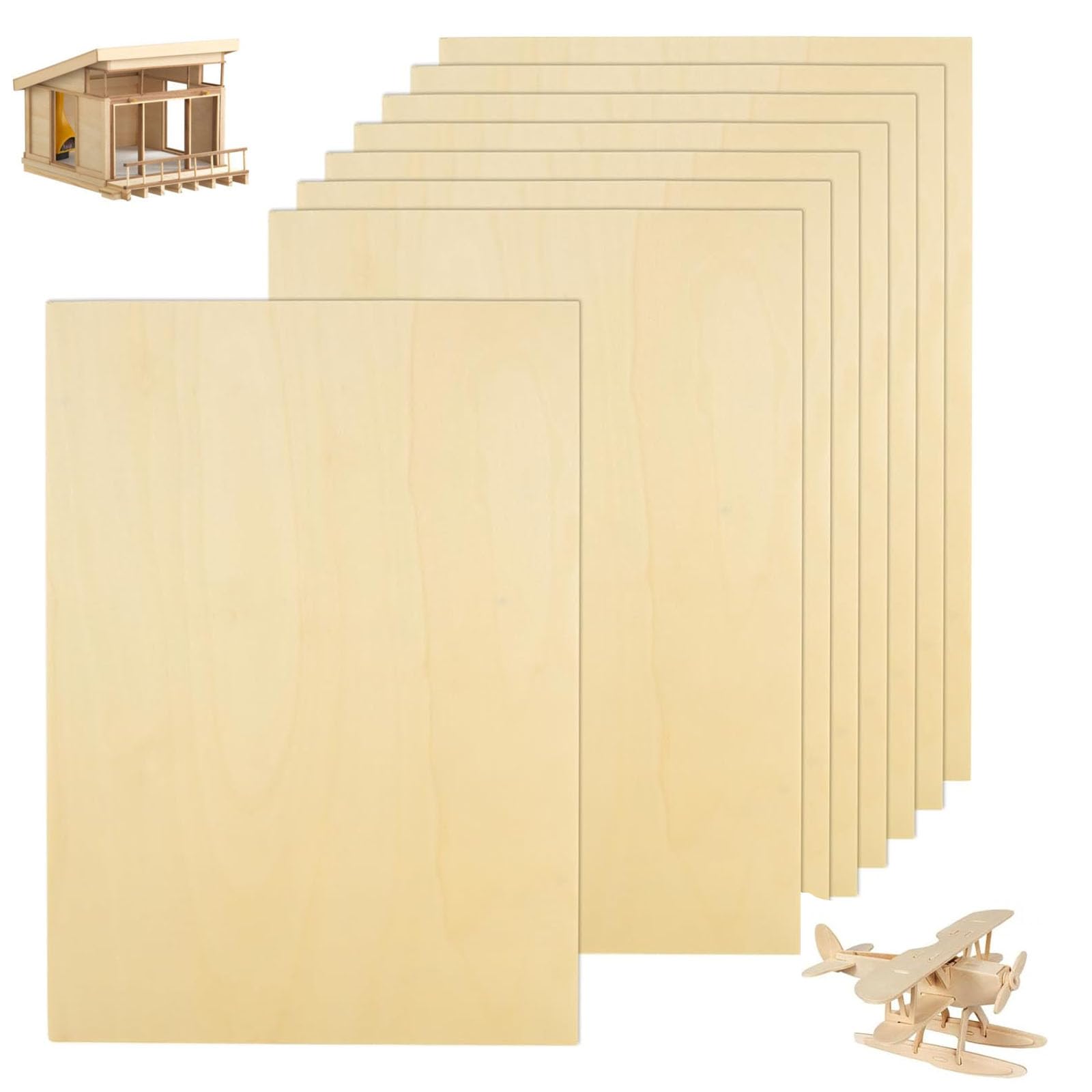 YOUNTHYE 10PCS Natural Plywood Sheets 3mm, 420×300mm Unfinished Basswood Sheet, Rectangle Wood Sheets for Crafts, Painting, Laser Projects, Wood Engraving-image-26