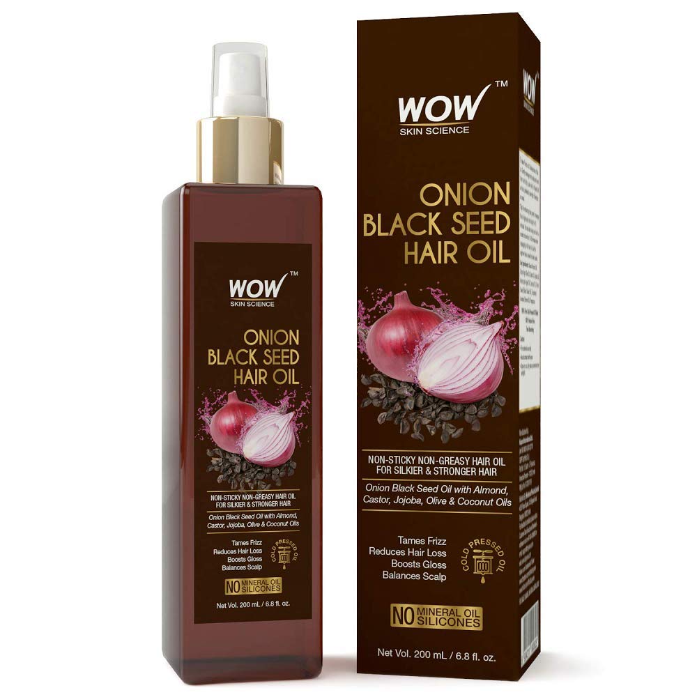 WOW Onion Black Seed Hair Oil - Promotes Hair Growth - Controls Hair Fall - No Mineral Oil & Silicones - 200ml