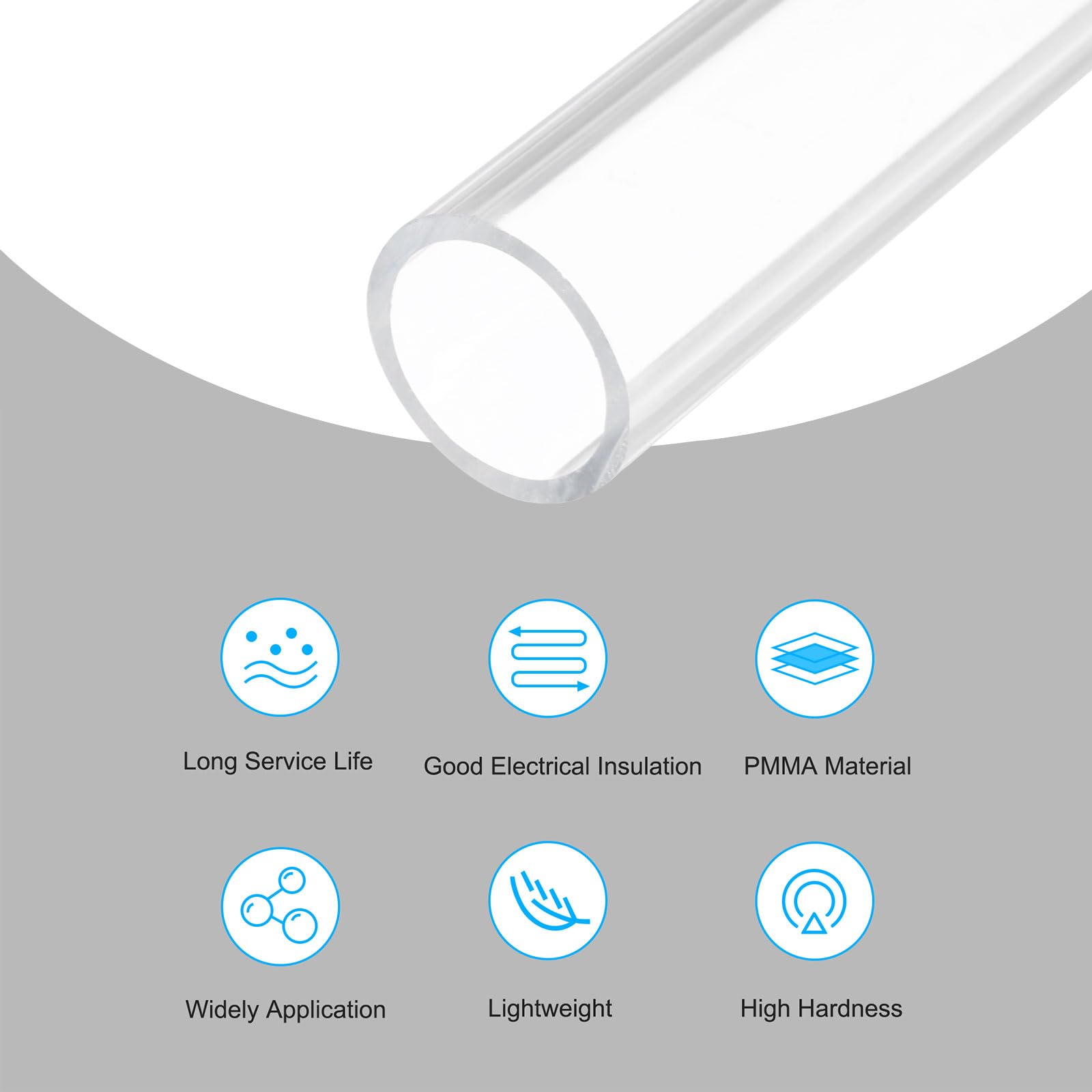 MECCANIXITY Clear Acrylic Pipe Tube - 18mm ID, 22mm OD, 14" Length, 2pcs For Lamps & Water Cooling - View #3