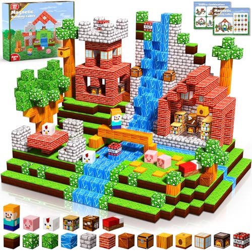 Annexfun Magnetic Blocks-100PCS Grassland Building Blocks Set, Kids Classroom Sensory Toy, STEM Learning, Construction Stacking Toy for Kids 3+ Boys & Girls