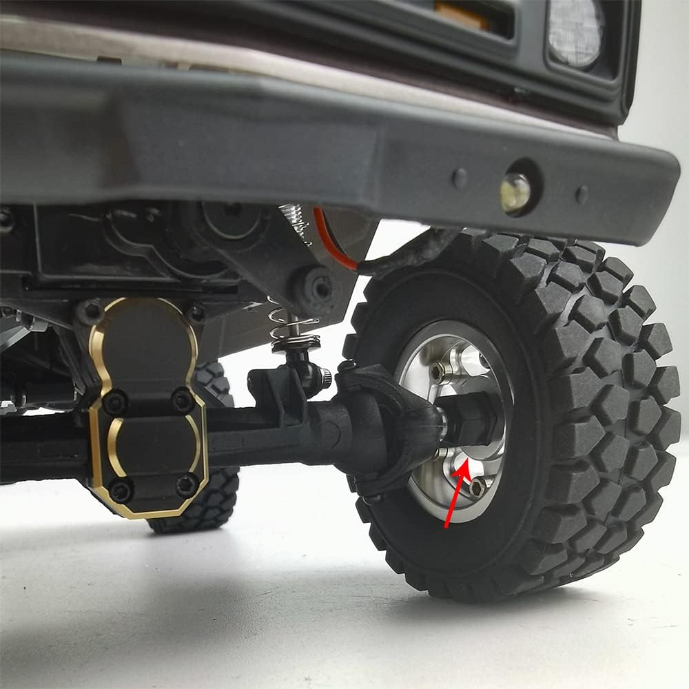 RCLIONS 1/24th Brass Upgrades Parts,Diff Cover,Wheel Hex Hub 4mm Extension,Boulder Bars,Steering Knuckle for Axial SCX24 Deadbolt Bronco