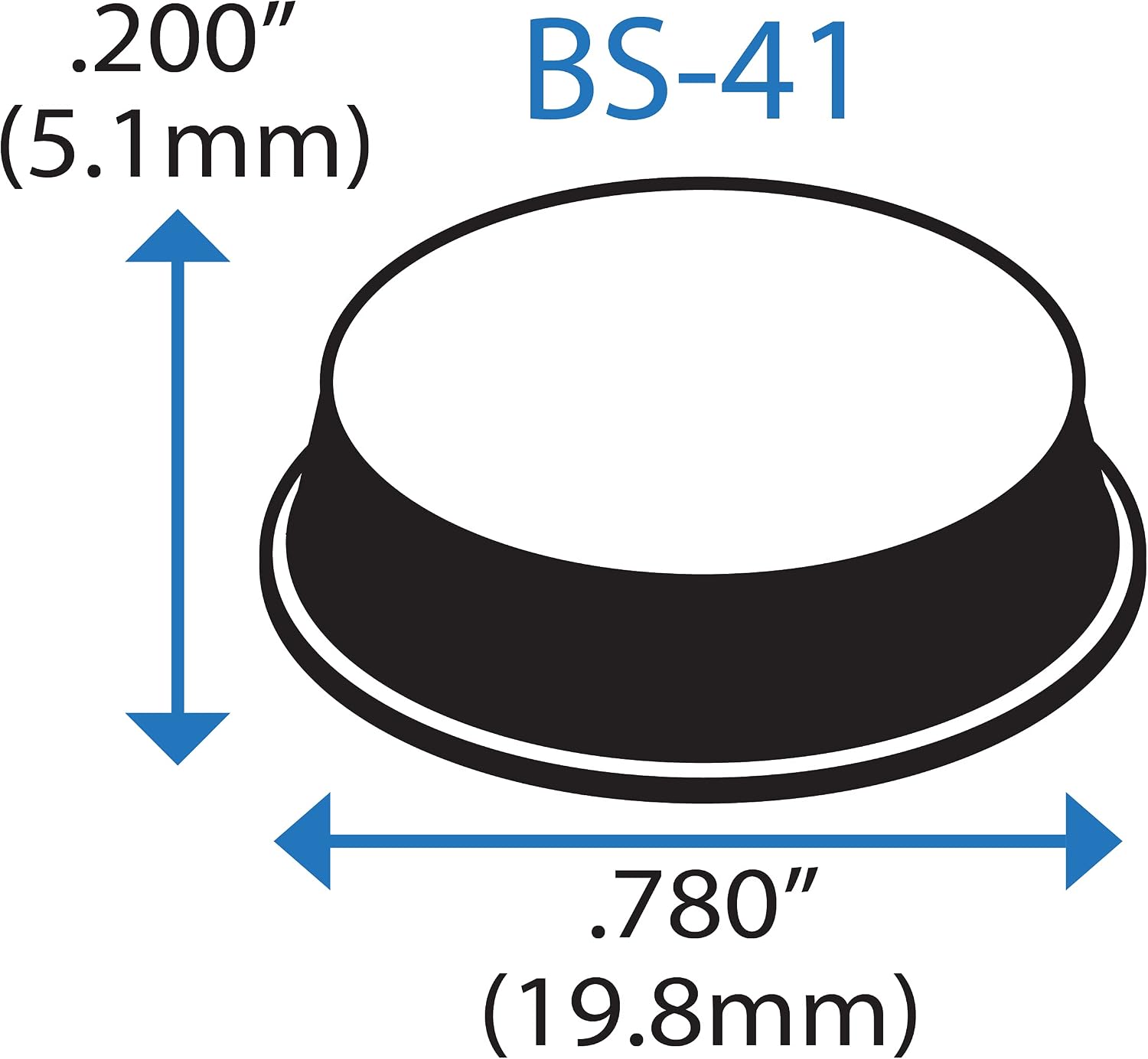 Bumper Specialties Self Adhesive Bumper Feet 0.780" x 0.200" (19.8mm x 5.1mm) Black Cylindrical Polyurethane Pads for Industrial Surface Protection, 84 Pack, BS41