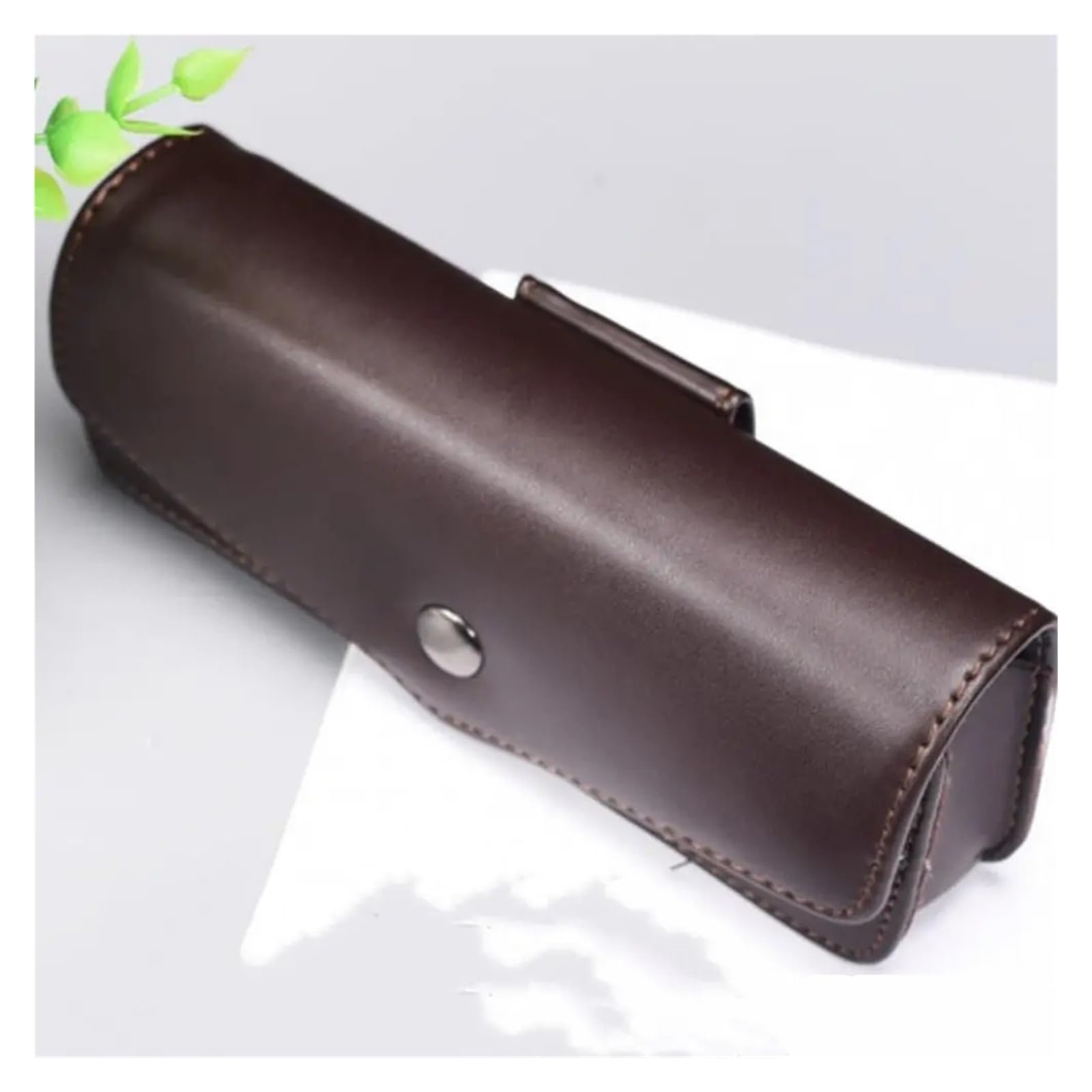 Tragbares Brillenetui aus Rindsleder for Herren, auch als Aufbewahrungsbox for Lesebrillen, Handytasche und Werkzeugkoffer geeignet(Dark Coffee)