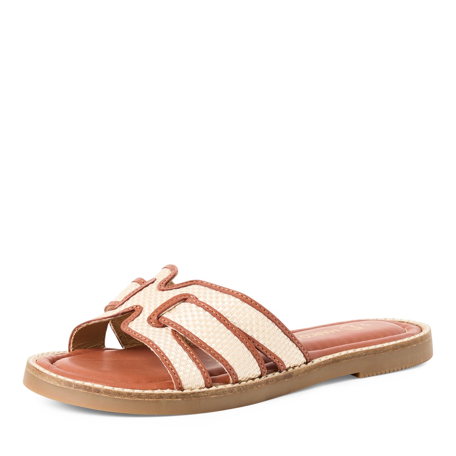 Marco Tozzi Women Sandal Soft Feel Me Footbed Leather Stylish, Brown (Cognac Comb), 7 UK