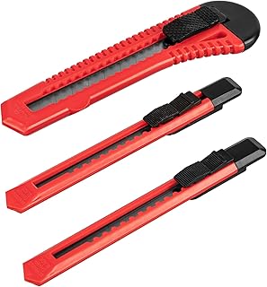 MTX Jogo de Estiletes Retráteis 3 Peças – Estilete Profissional com Lâminas em Aço Afiado e Cabo Ergonômico com Trava de Segurança