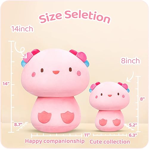 Miniatura 4 de Peluche de hongo de 14 pulgadas, bonita almohada de felpa de ajolote suave, almohada esponjosa, animales de peluche kawaii, juguetes de peluche,