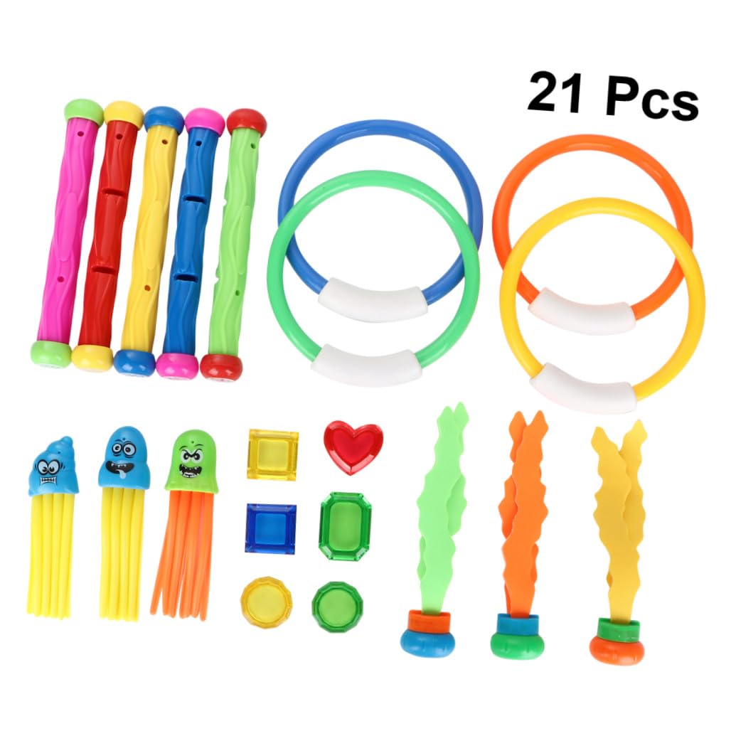 Abaodam 21pièces Bâtons De Plongée pour Garçon Fille Anneaux De Plongée Bâtons Et Anneaux Jouet De Natation pour Débutants Piscine