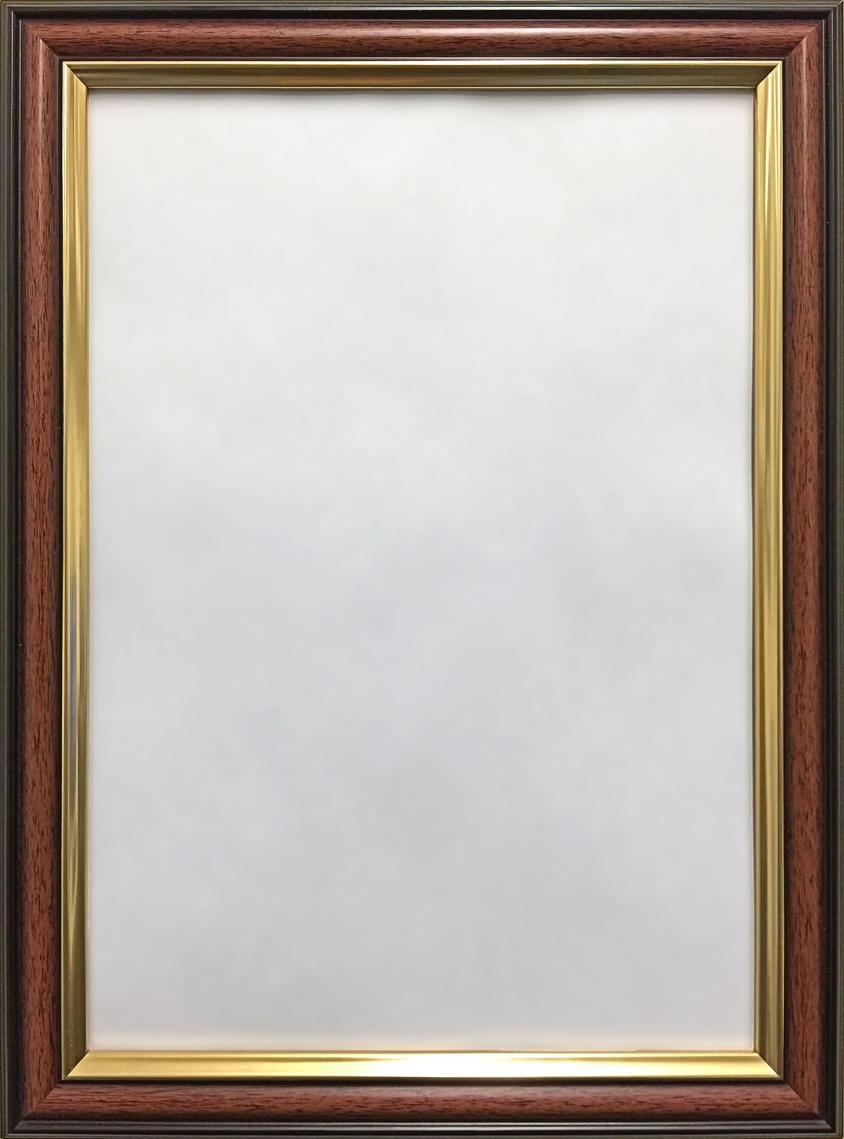 Framesplus Brown&Gold Walnut Wood Effect With Gold Inline Traditional Style Photo Picture Poster Frame Various Sizes, A1 (59.4 X 84.1Cm)