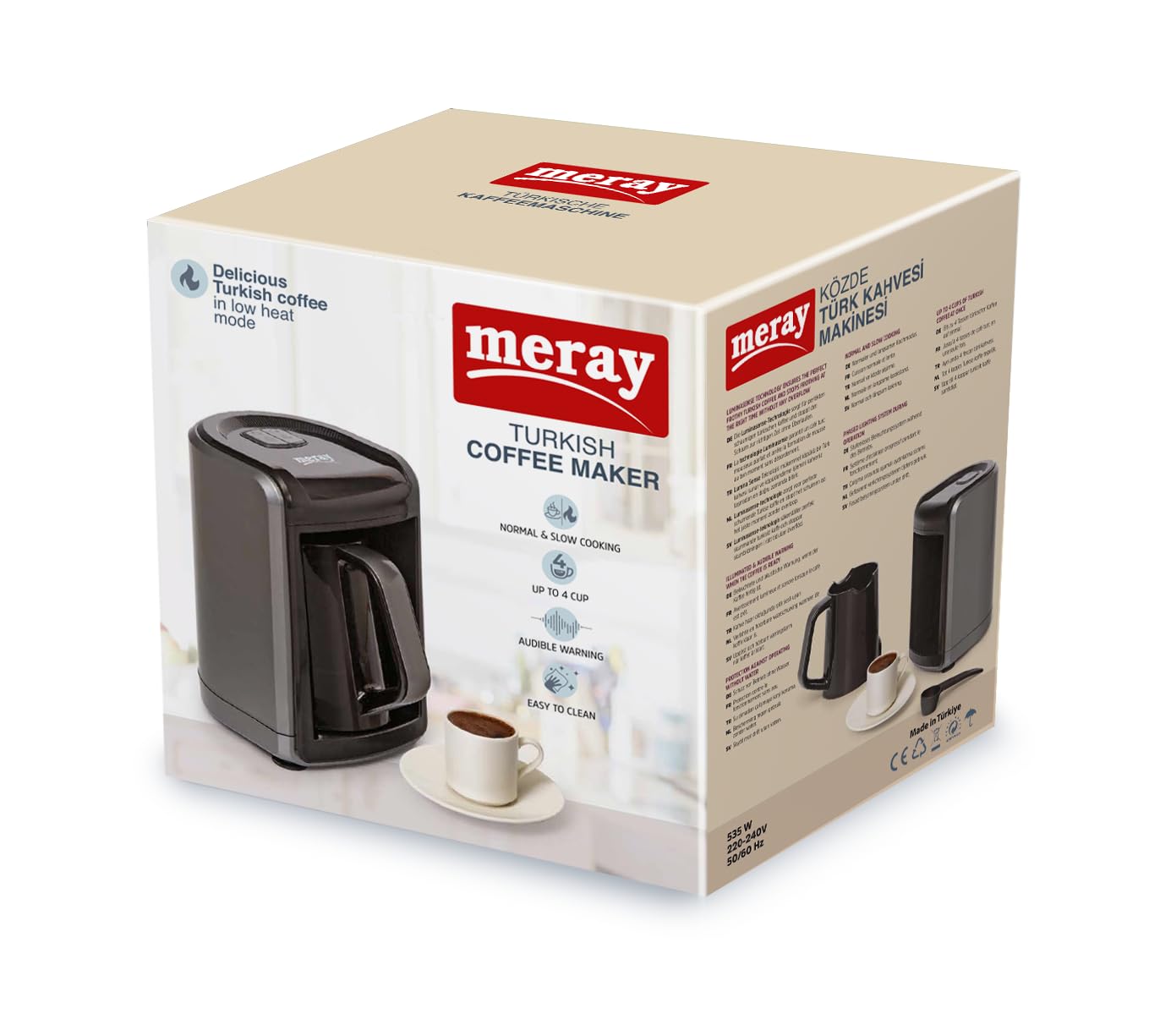 Meray Türkische Kaffeemaschine Közde Single, Einzelkanne bis zu 4 Tassen
