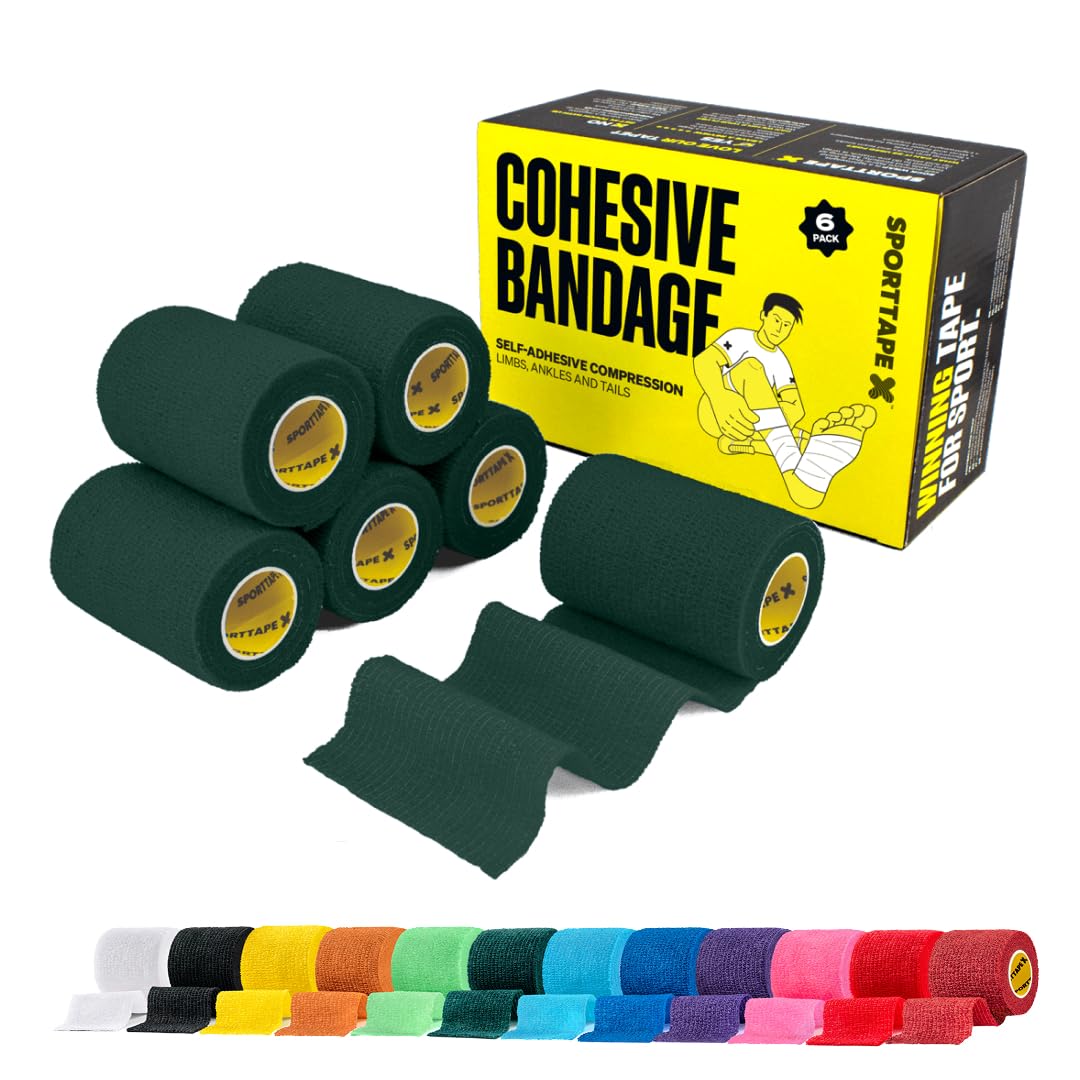 SPORTTAPE 6 Rolls Self-Adhesive Cohesive Bandage, 7.5cm x 4.5m, Beige - Compression & Vet Wrap for Dogs, Horses, Sports Stretch Tape for Football, Ankles, Joints, Fingers, Wrists & Sock Tape — view 18