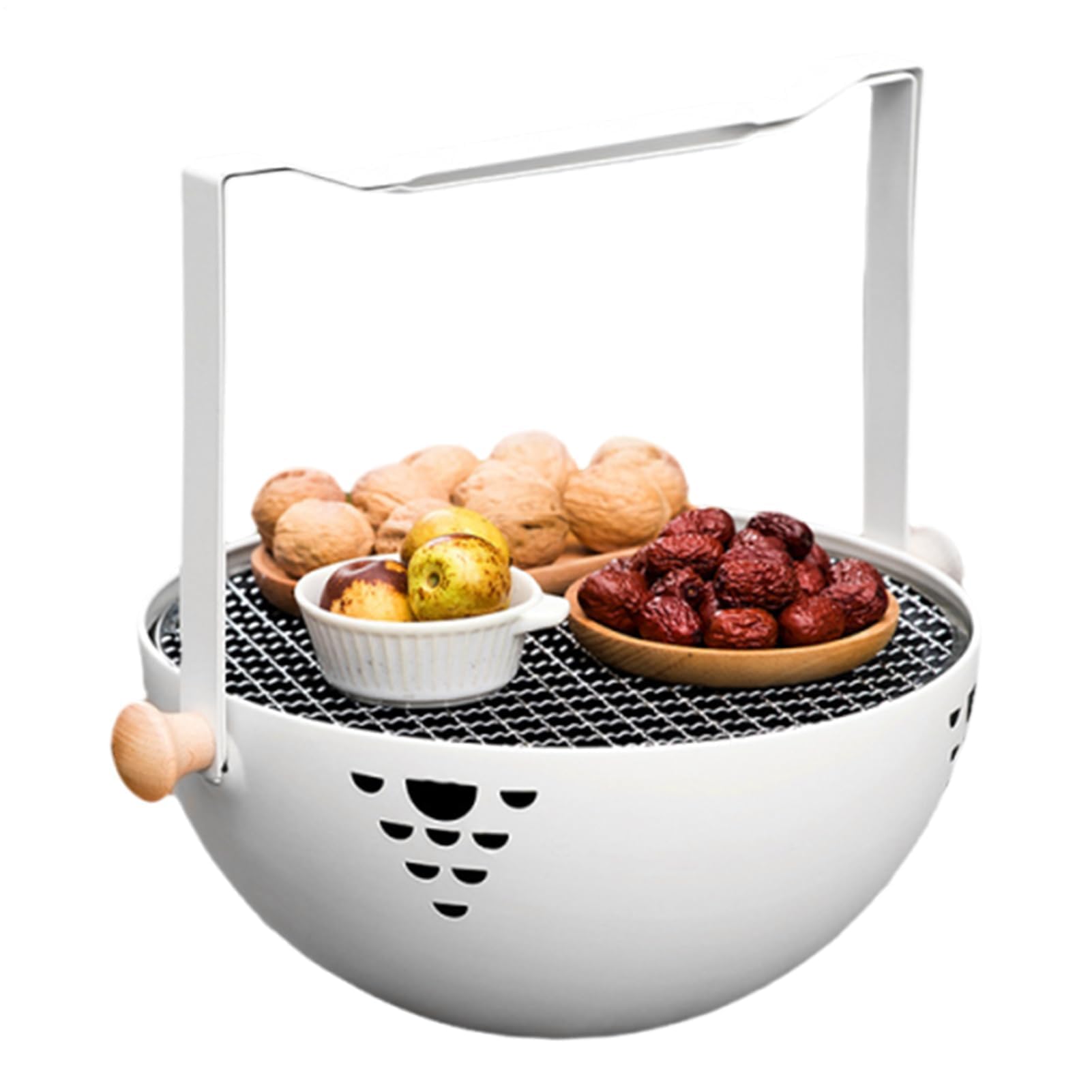 Griglia a carbonella pieghevole portatile con manico resistente al calore, per campeggio, picnic, barbecue, arrosti e preparazione del tè, ideale per tutte le esigenze di cottura